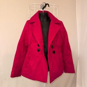 London Fog Women's Vibrant Red Pea Coat
